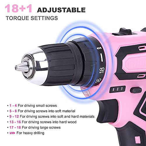 232-Piece 20V Pink Cordless Lithium-ion Drill Driver and Home Tool