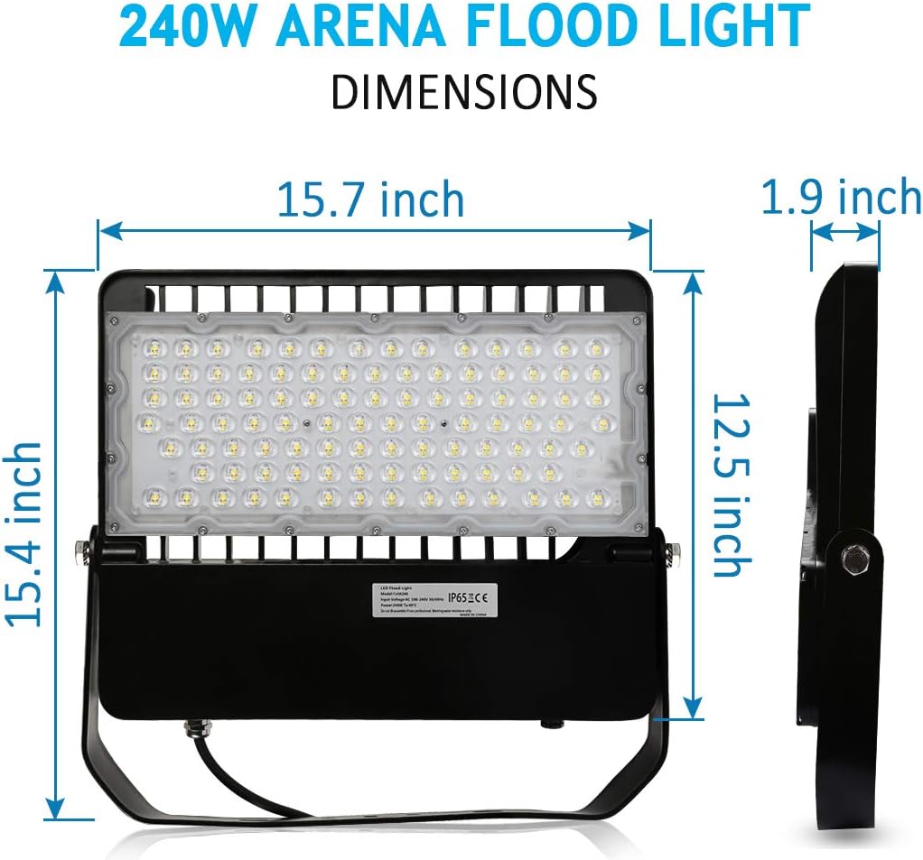 LED Flood Lights Outdoor, Stadium Lights with Dusk to Dawn Photocell, Amazingly Bright 36000Lumen Floodlights, High-Intensity Commercial Area Light - 240W, 5000K (3Pack)