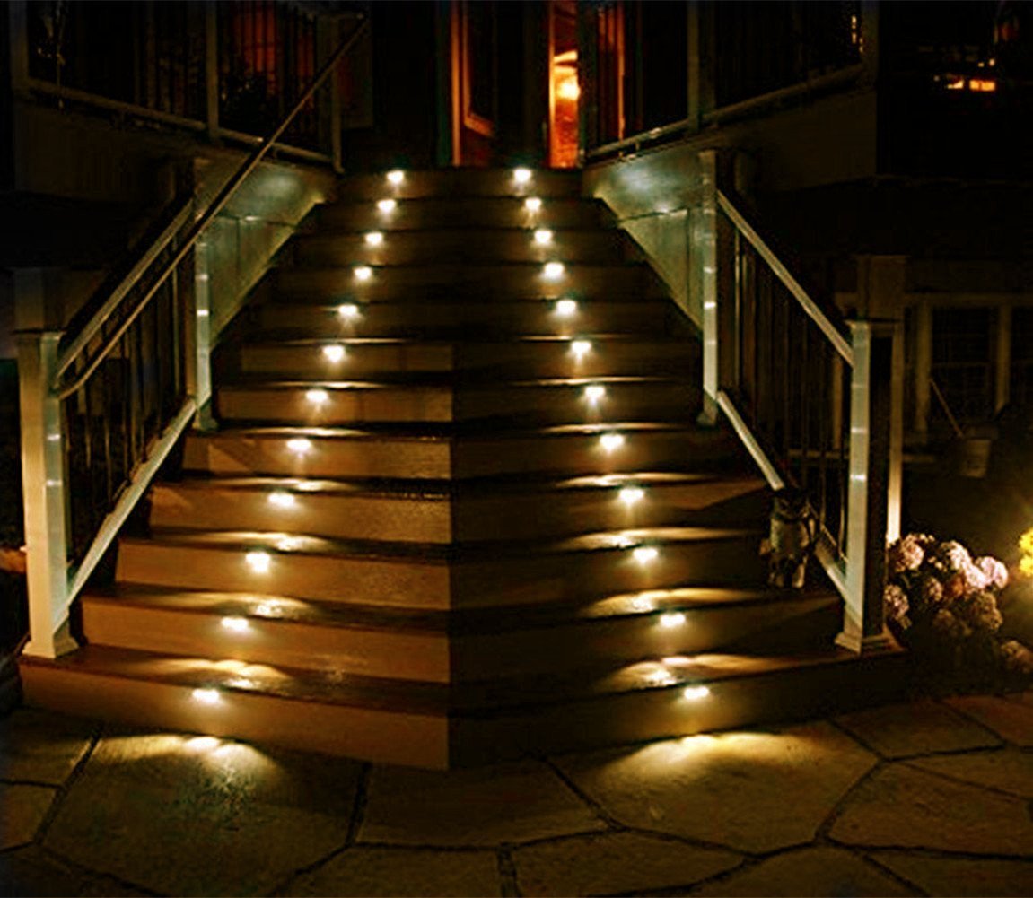 Lightessluxe Stainless Steel Solar Stair Lights - Waterproof LED Fence Lights, Set of 6