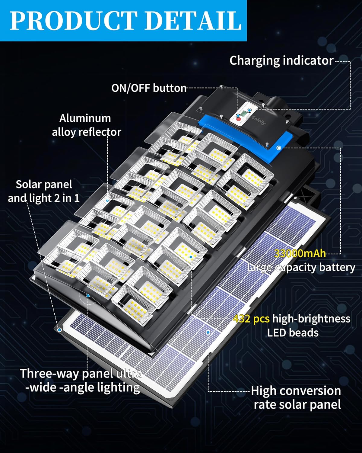 4000W Solar Street Light Outdoor, Wide Angle 350000LM 3000K/4000K/6500K Commercial Parking Lot Lights Dusk to Dawn, IP67 Solar Flood Outdoor Area Lightning for Basketball Court, Road, Yard