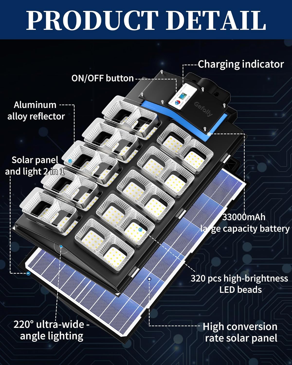 4000W Solar Street Light Outdoor, Wide Angle 350000LM 3000K/4000K/6500K Commercial Parking Lot Lights Dusk to Dawn, IP67 Solar Flood Outdoor Area Lightning for Basketball Court, Road, Yard