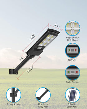 100000LM 1000W Solar Street Lights,384 LEDs Solar Security Flood Lights Outdoor,Solar Powered Dusk to Dawn Motion Lights for Yard,Garage,Garden & Playground,IP65 Waterproof Commerical Light,Pack of 2