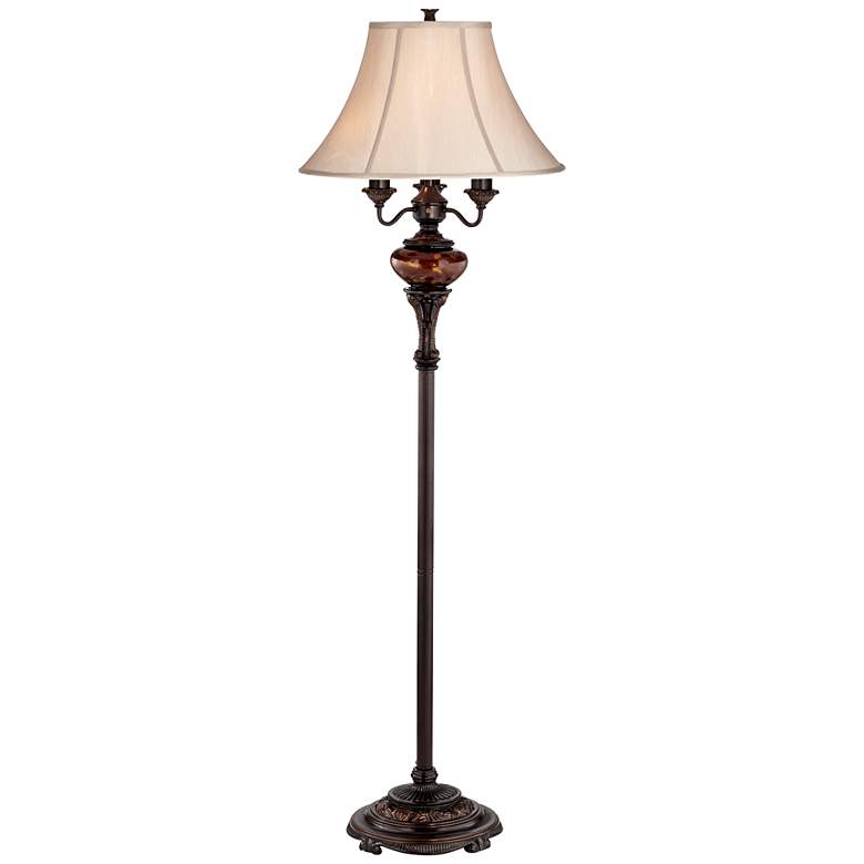 63" High Bronze Tortoise Shell Font Floor Lamp