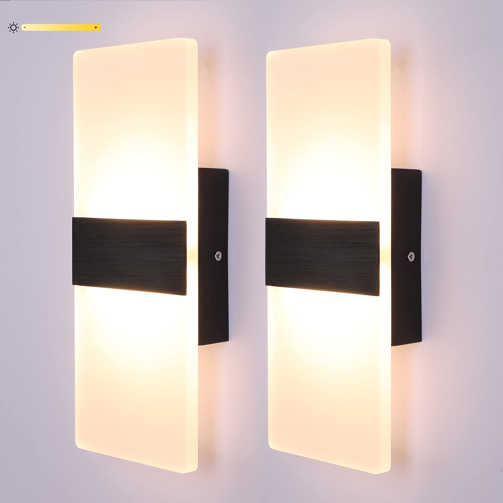 LIGHTESSLUXE 12W LED Wall Sconce Lights - Contemporary Elegance for Indoor Spaces in Warm White