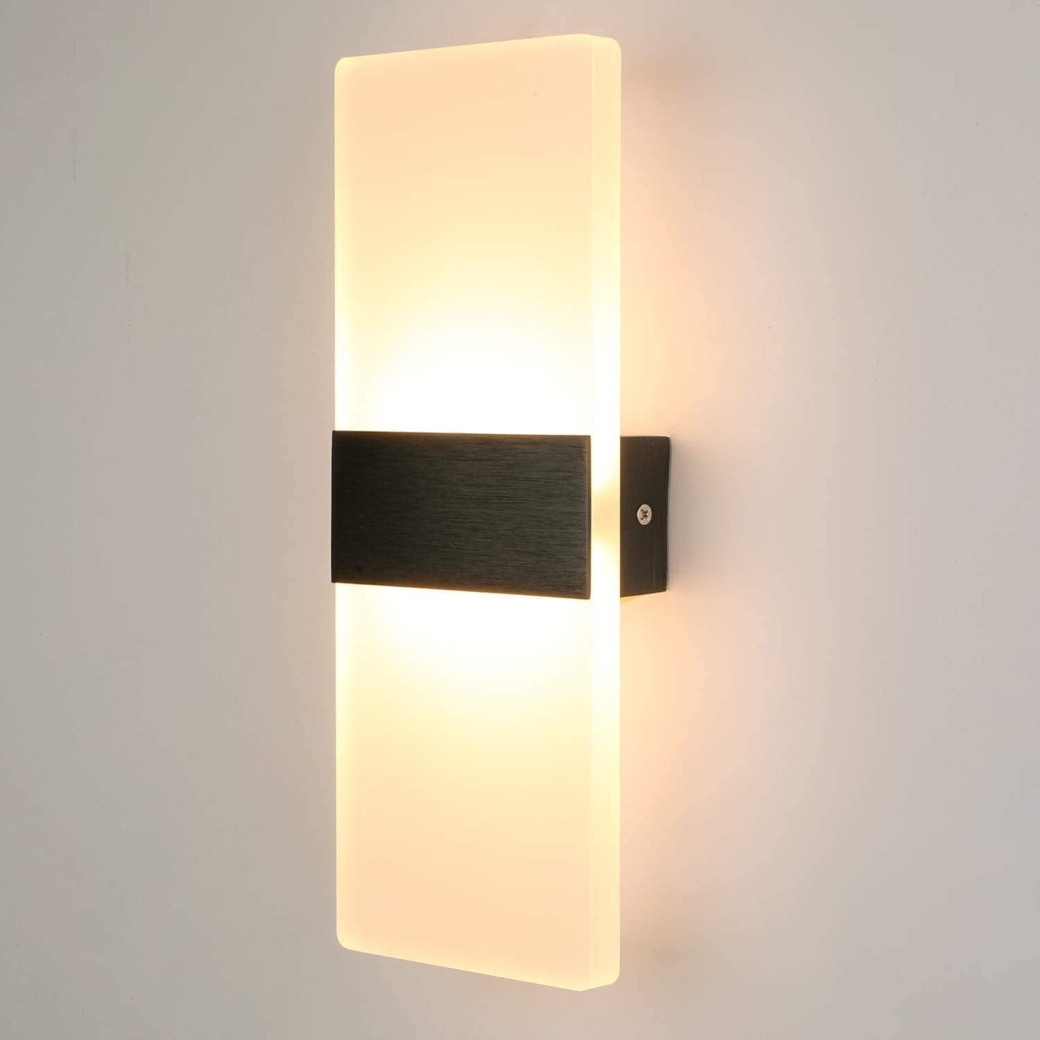 LIGHTESSLUXE Dimmable 12W LED Wall Sconce - Warm White Glow with Convenient 6FT Plug