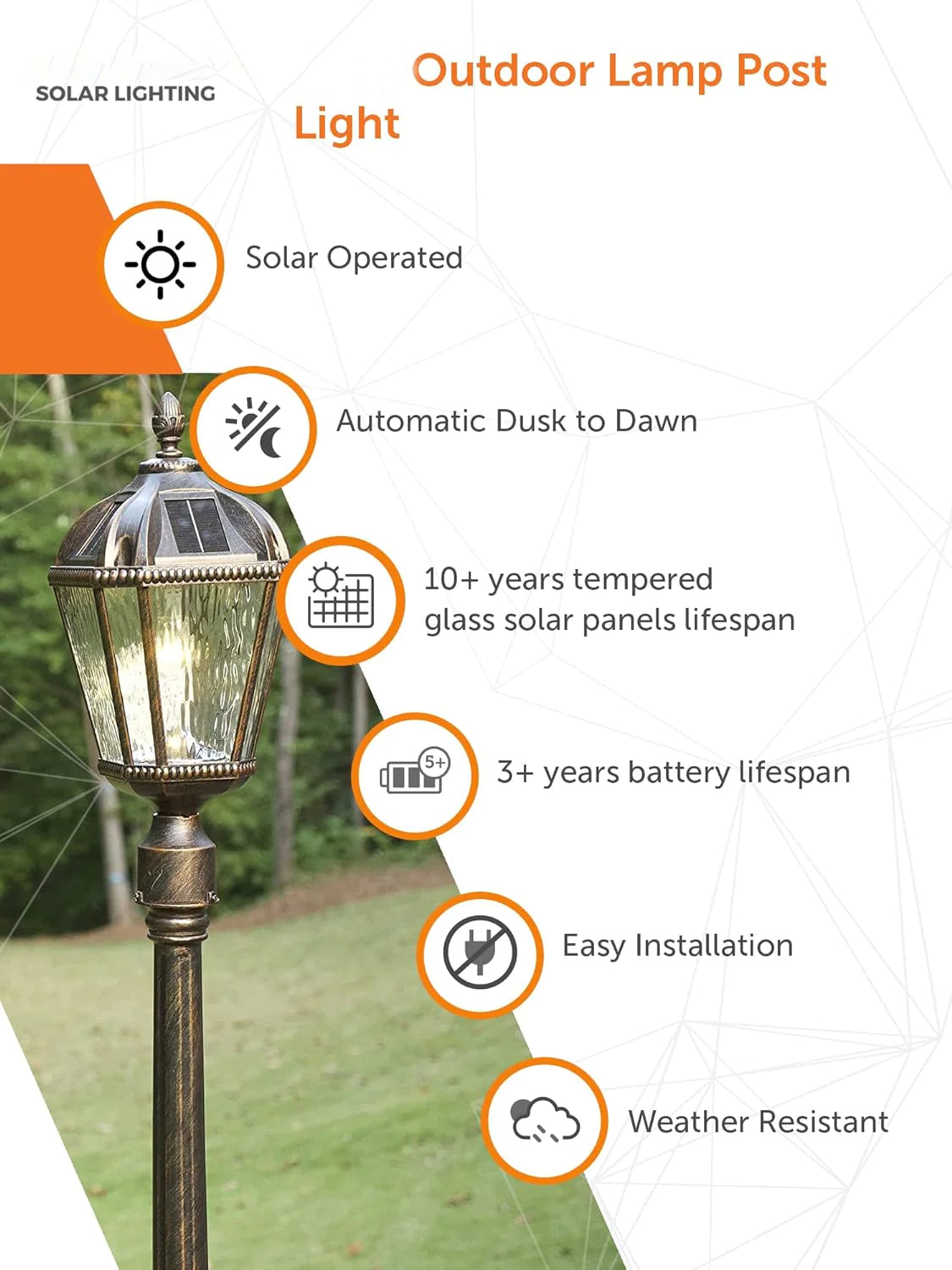 Outdoor Solar Lamp Post Light, Brushed Bronze Aluminum and Rainwater Glass Panels, 10-Year Royal Bulb, Warm White LED with Omni-Direction Reflector, 87-inch Height, 98B101