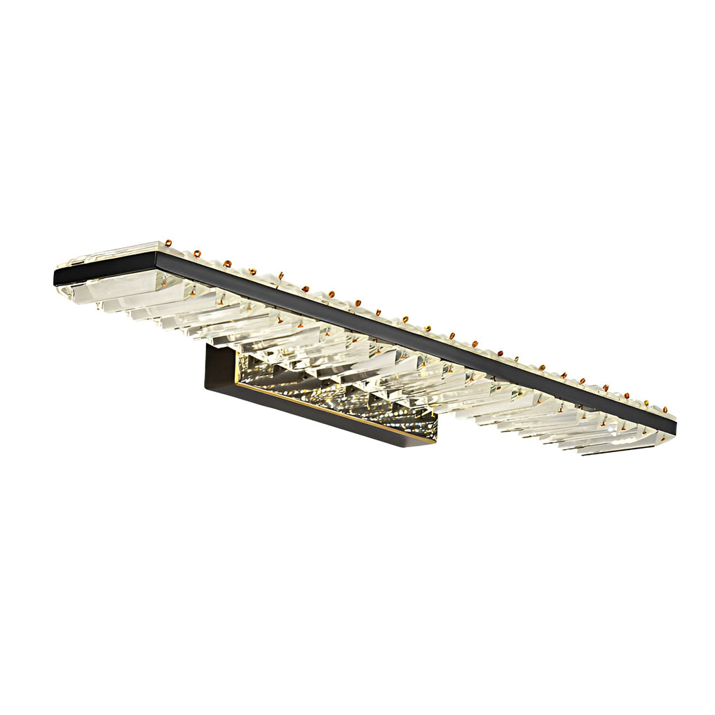 Rectangular Copper Crystal LED Three Step Dimming Modern Vanity Light Fixture