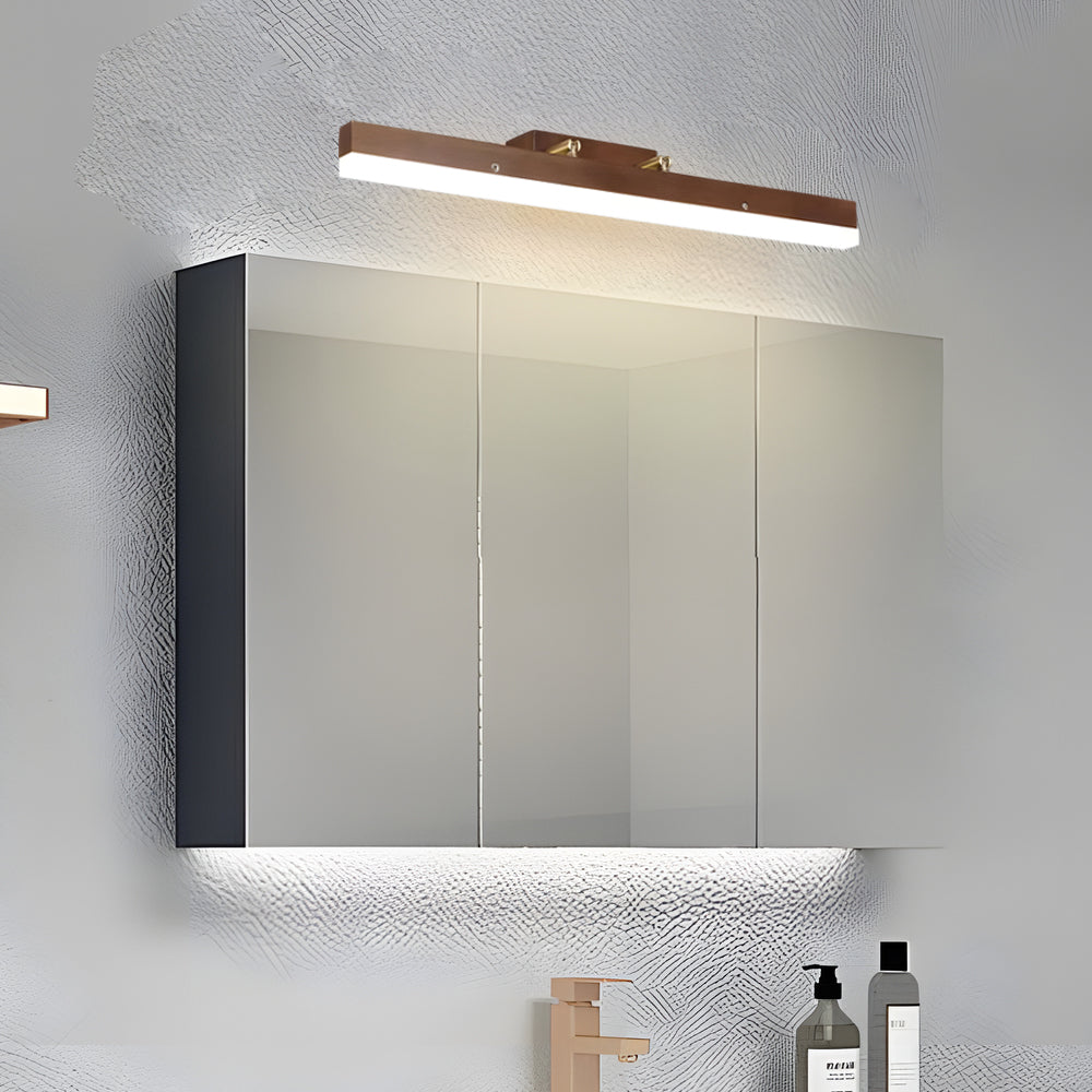 31.49'' Walnut Color LED Vanity Lights Wood Linear Wall Lighting for Bathroom