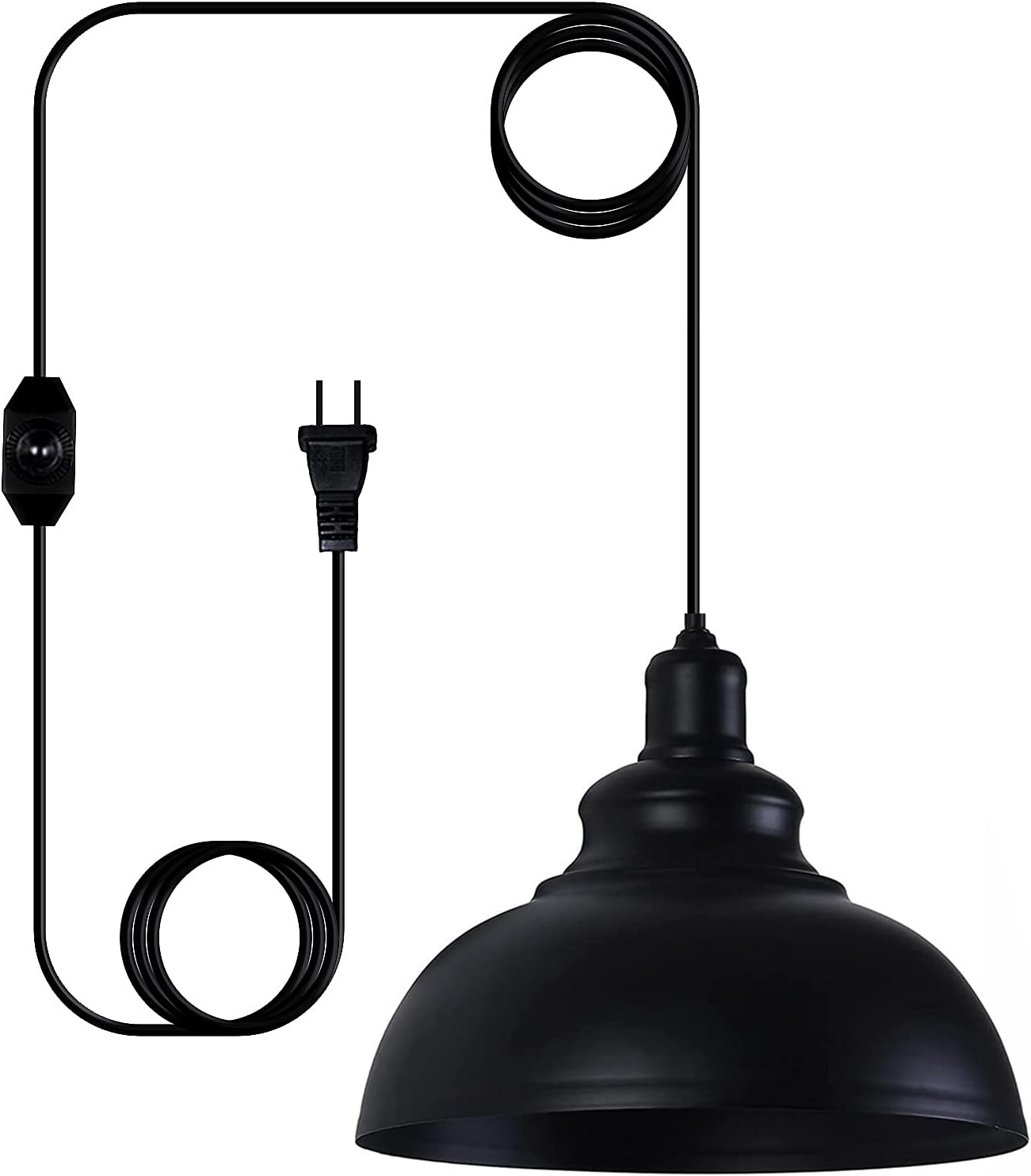 LIGHTESS Black Pendant Lights Dimmable with Plug in Cord and ON/Off Dimmer Switch, Industrial Hanging Kitchen Island Light Fixture, LG9925343