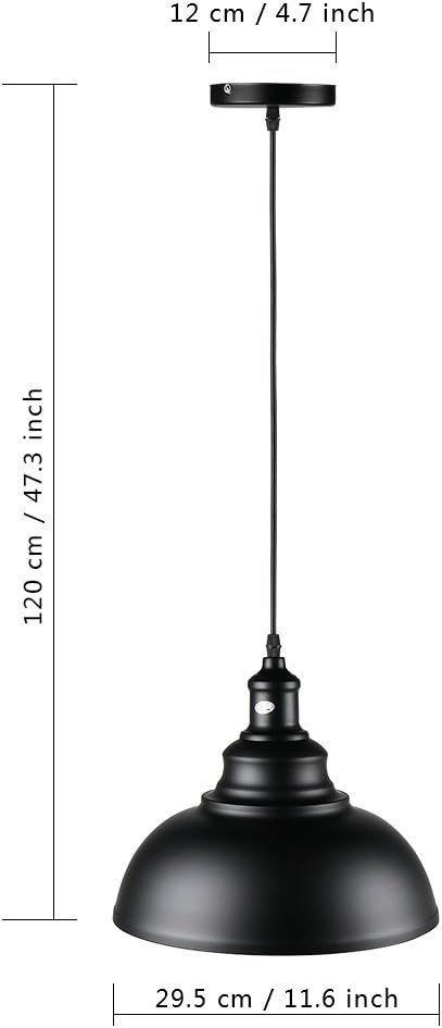 LIGHTESS Black Pendant Light Dimmable, Industrial Hanging Lights Metal Barn Farmhouse Kitchen Lighting Edison Ceiling Mount Fixture, OLL466