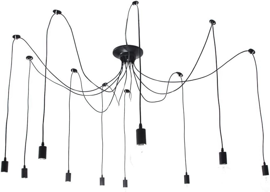 LIGHTESS Spider Pendant Lighting 10-Heads Edison Chandelier Vintage Multiple Adjustable DIY Ceiling Light Kit, CY-B10