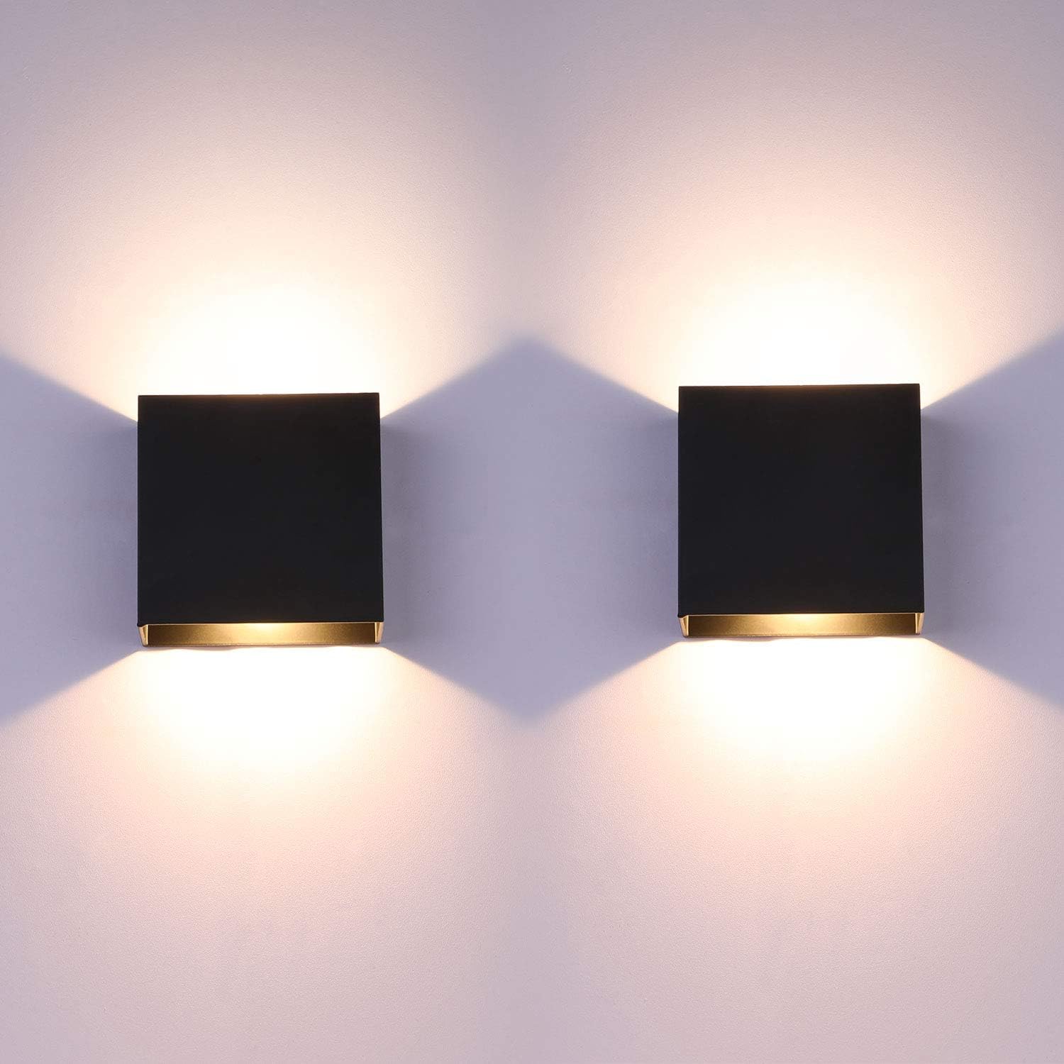 LIGHTESS 2 Pack LED Wall Sconce Mini 10W Hardwired, Modern Wall Lamp Black Up Down Wall Mount Lights Mini Metal for Living Room Hallway Bedroom Decor, Cool White, O1186TP