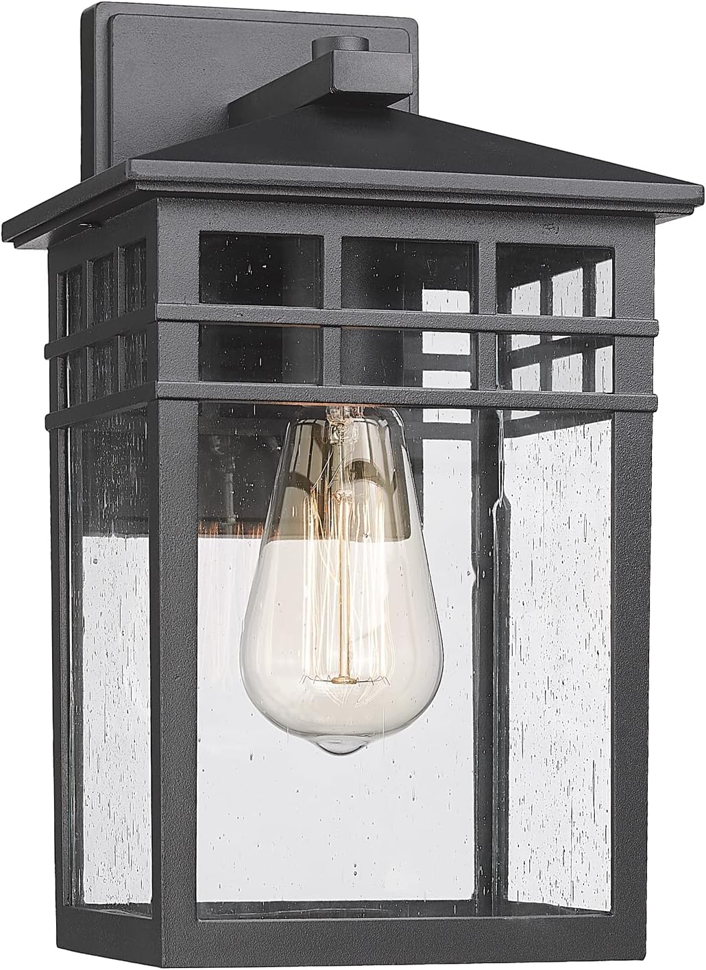 Colonial Outdoor Wall Lantern, Large Black Exterior Light Fixture with Clear Glass for Front Porch, 20 Inch Tall Waterproof Outdoor Wall Sconces Lamp Outside for House, Doorway, Garage, Corridor