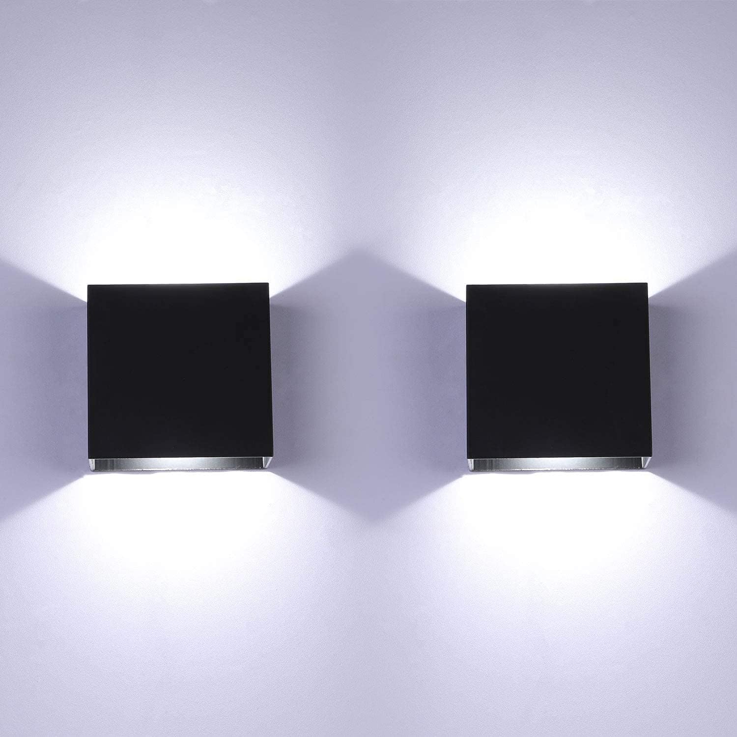 LIGHTESS 2 Pack LED Wall Sconce Mini 10W Hardwired, Modern Wall Lamp Black Up Down Wall Mount Lights Mini Metal for Living Room Hallway Bedroom Decor, Cool White, O1186TP