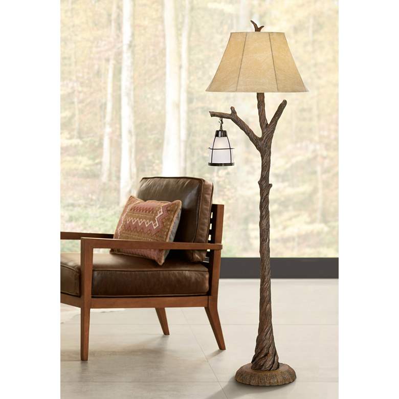 Tree Trunk Floor Lamp with Night Light