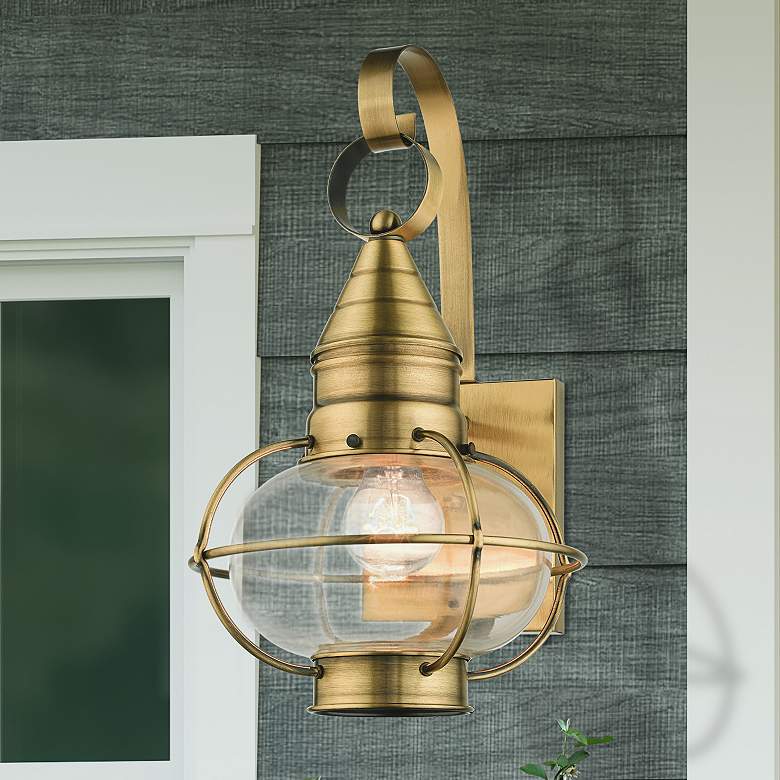 1 Light Antique Brass Outdoor Wall Lantern